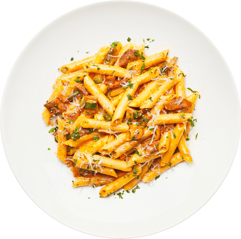 Pasta with tomato and parmesan sauce